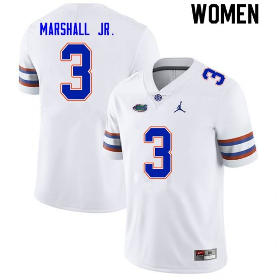 Women's Florida Gators #3 Jason Marshall Jr. NCAA Nike White Authentic Stitched College Football Jersey DAD7762GS